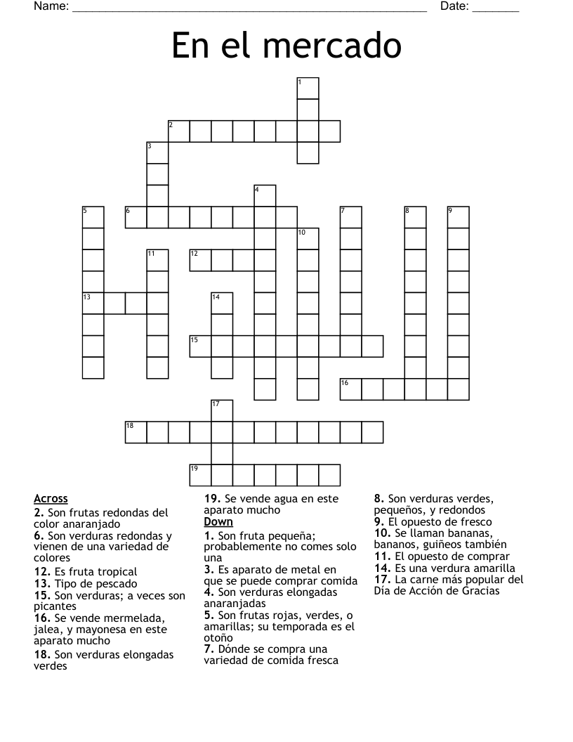 En el mercado Crossword