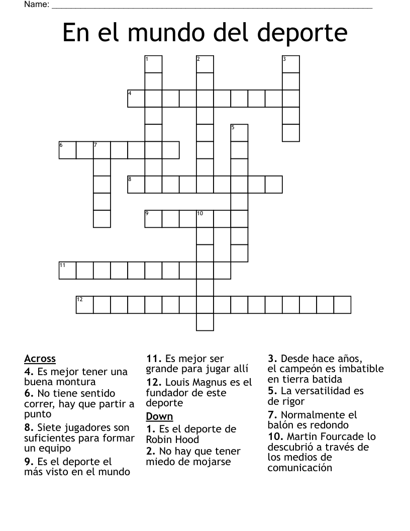 En el mundo del deporte Crossword