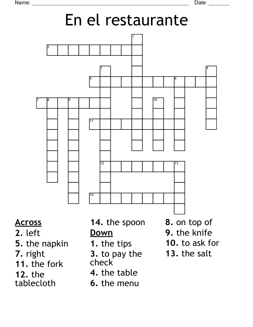 En el restaurante Crossword