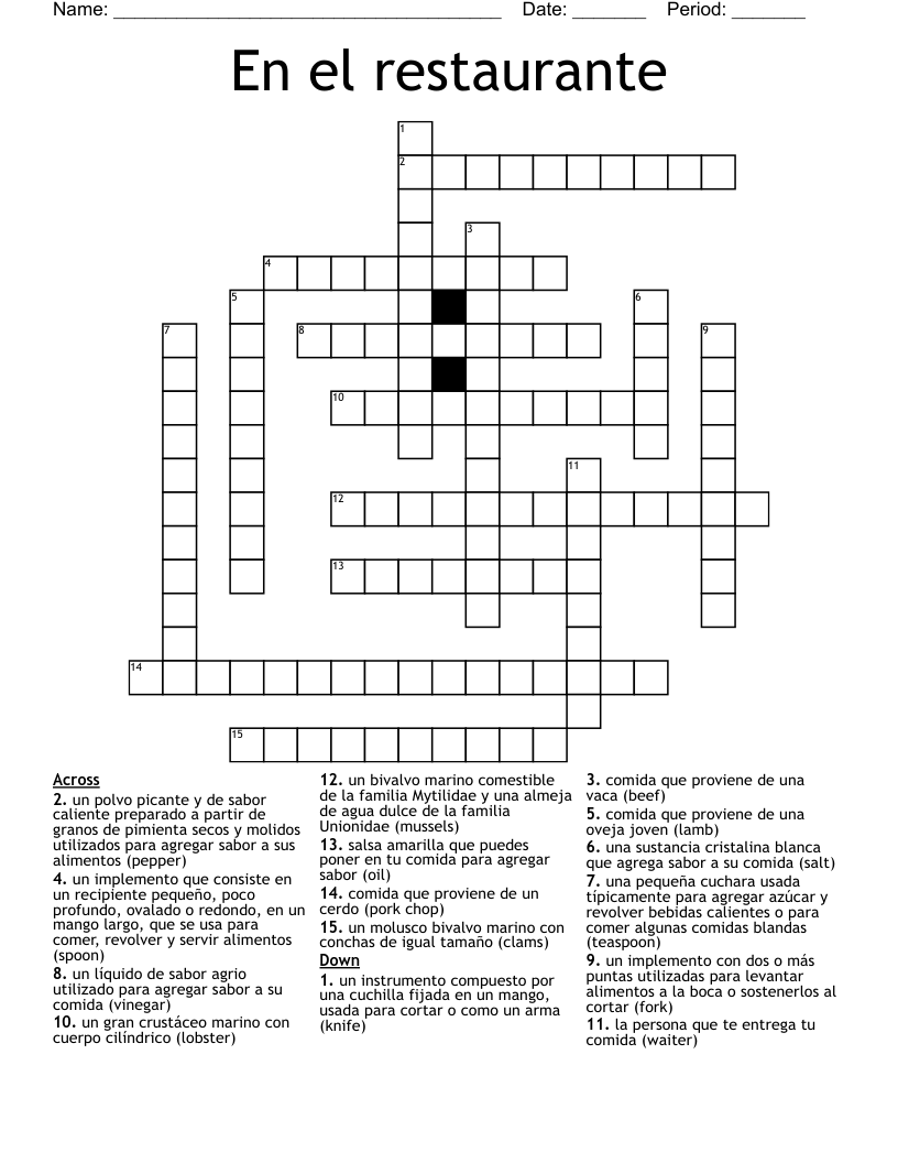 En el restaurante Crossword