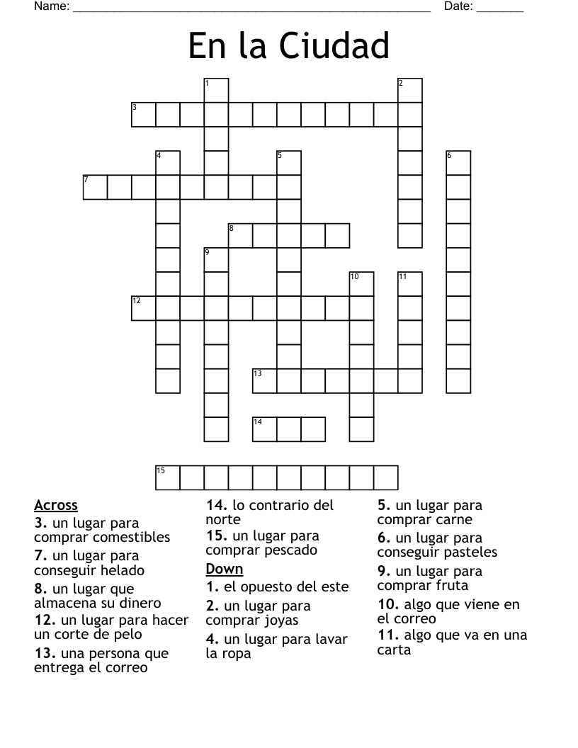En la Ciudad Crossword