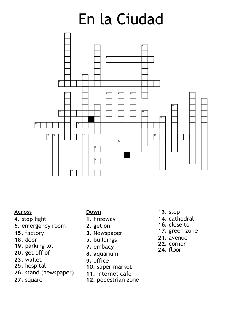 En la Ciudad Crossword