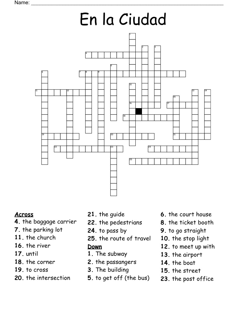 En la Ciudad Crossword