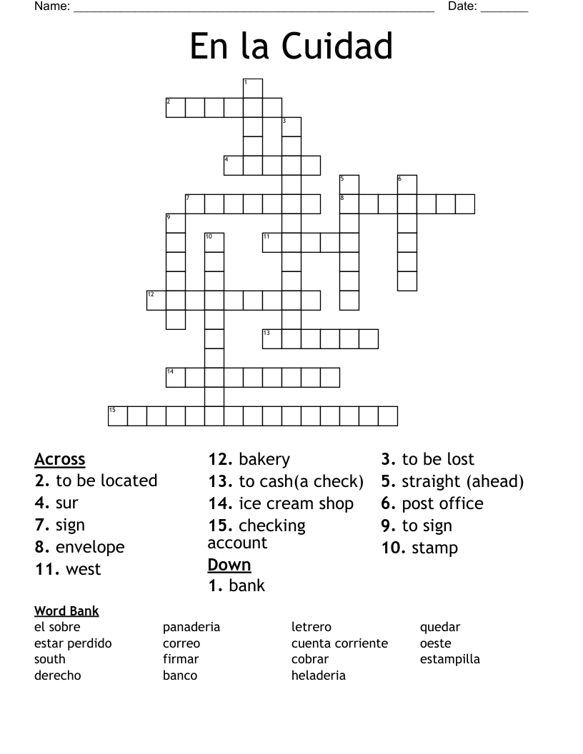 En la Cuidad Crossword