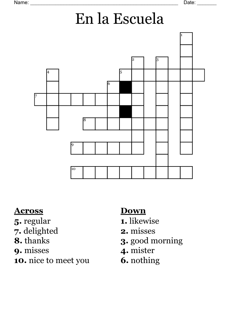 En la Escuela Crossword