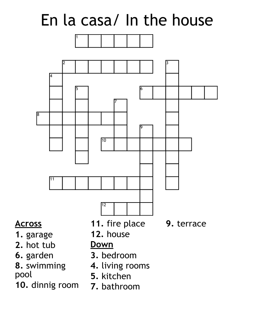 En la casa/ In the house Crossword
