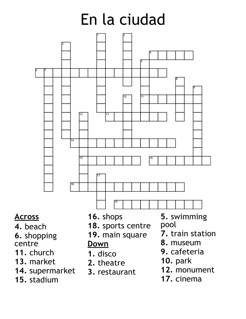 En la ciudad Crossword