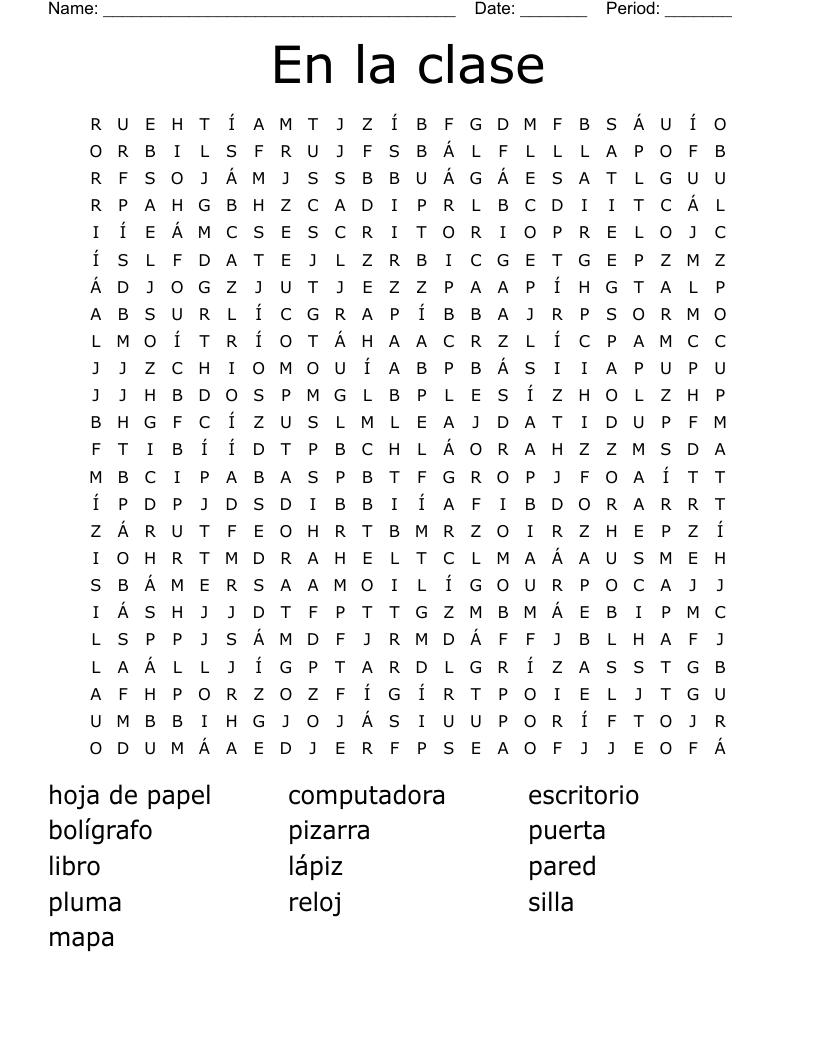 En la clase Word Search