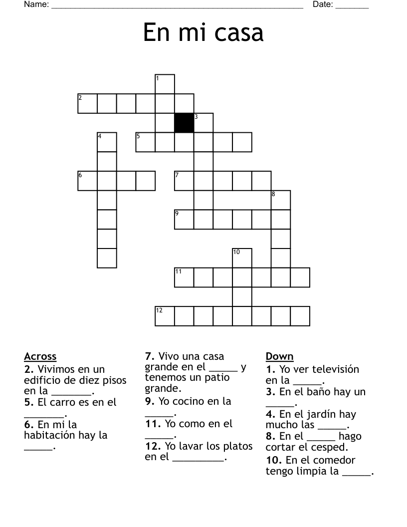 En mi casa Crossword