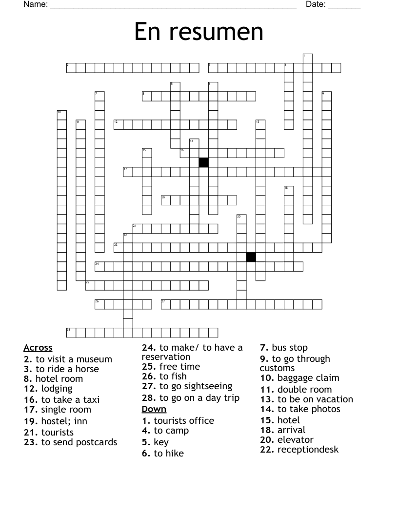 En resumen Crossword