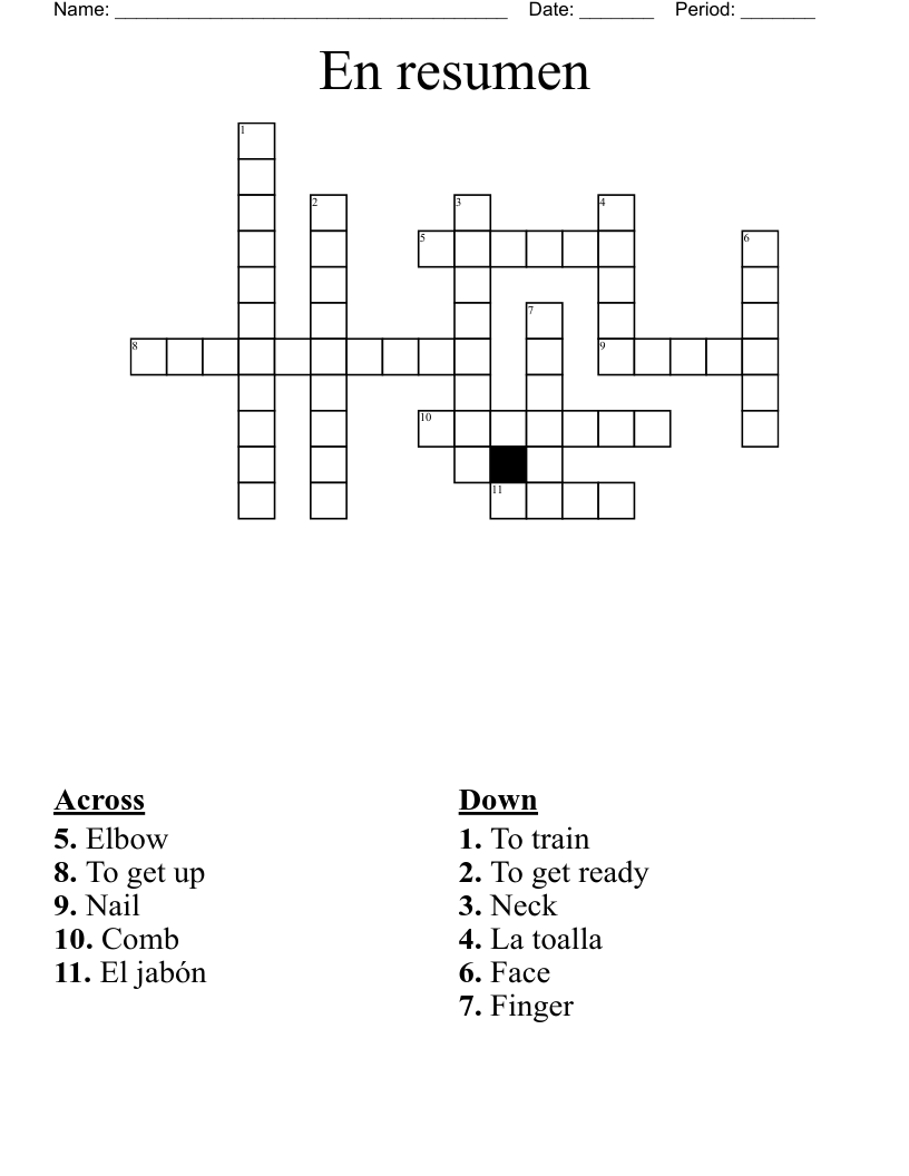 En resumen Crossword