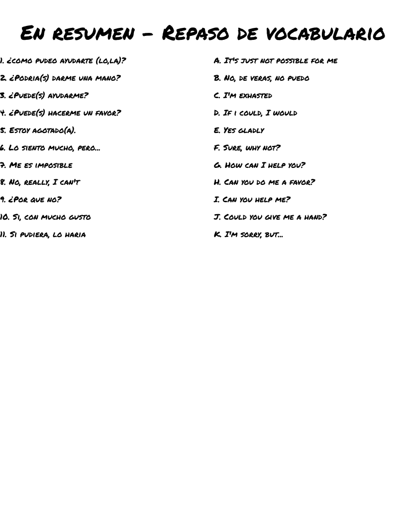 En resumen - Repaso de vocabulario Worksheet