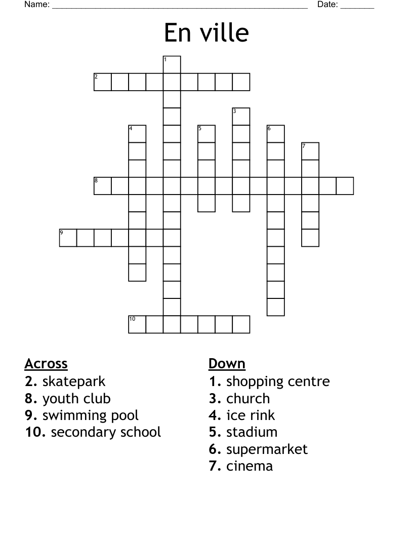 En ville Crossword
