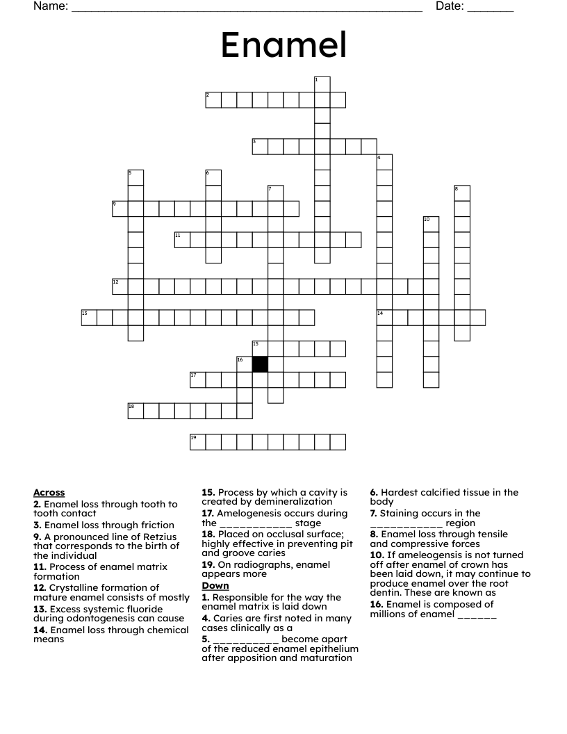 Enamel Crossword