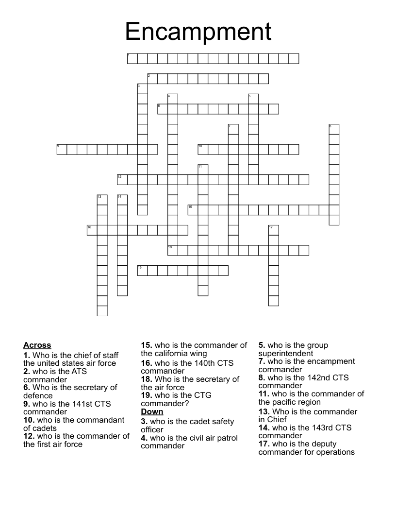 Encampment Crossword