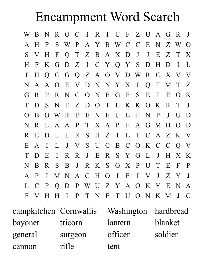 Encampment Word Search