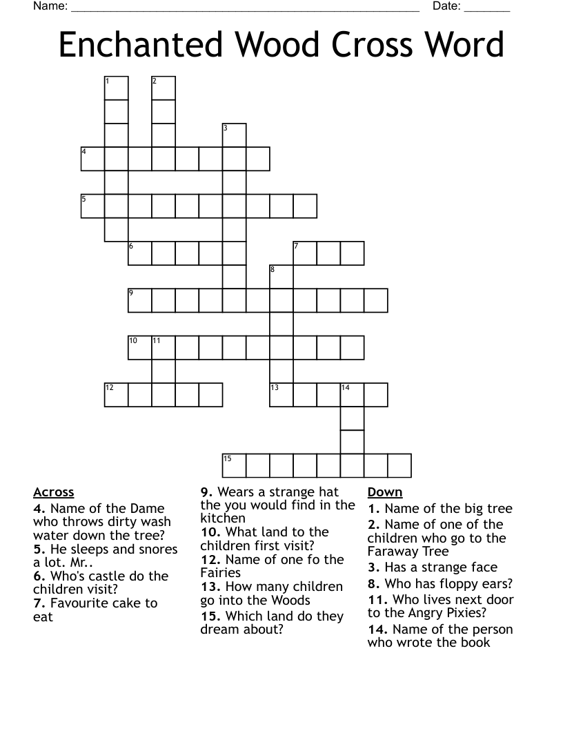 Enchanted Wood Cross Word