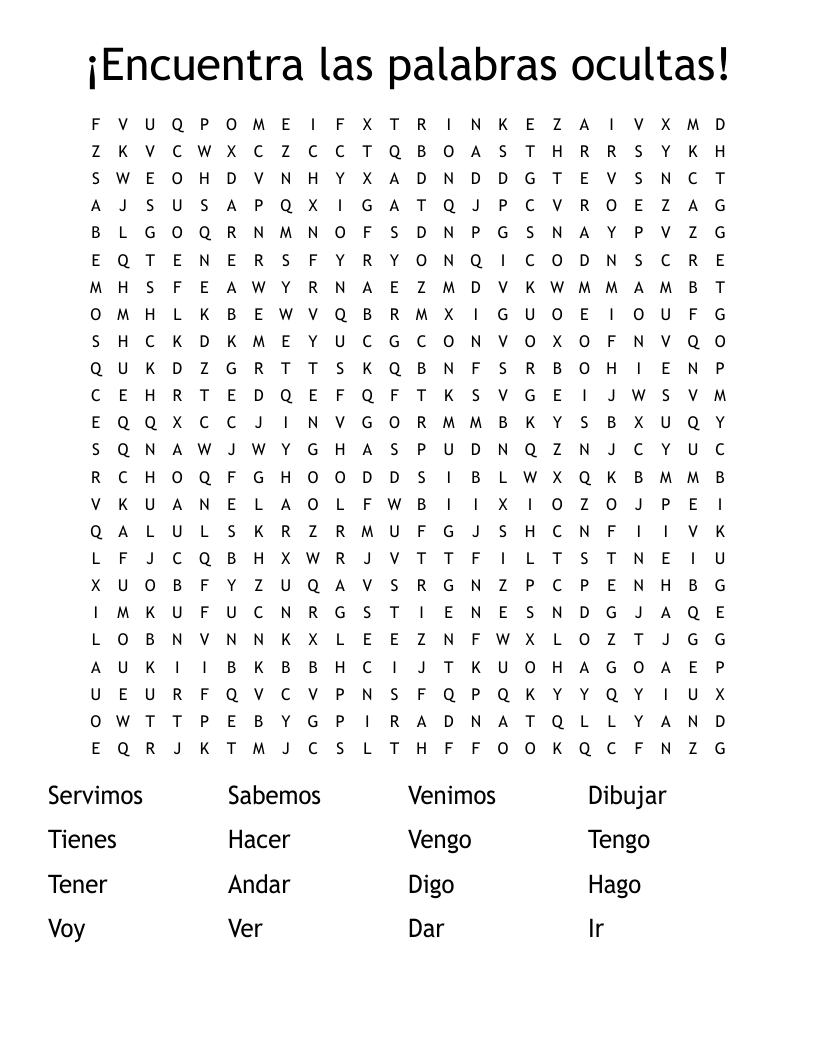 ¡Encuentra las palabras ocultas! Word Search