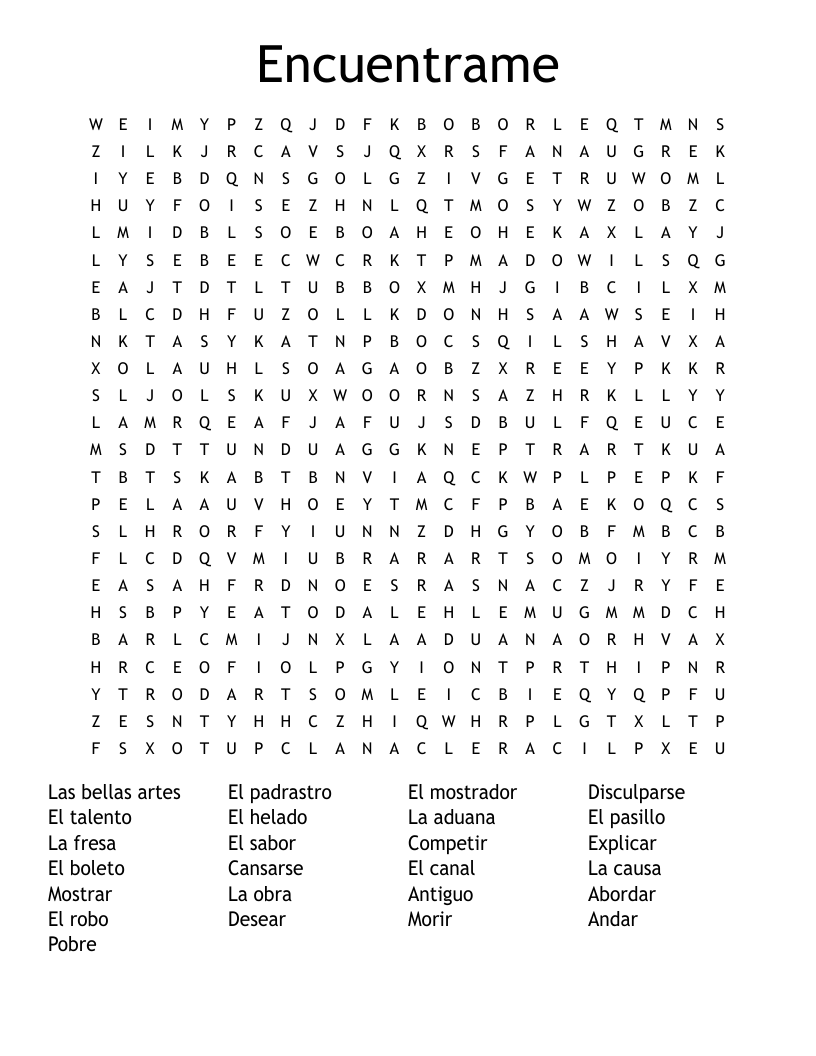 Encuentrame Word Search