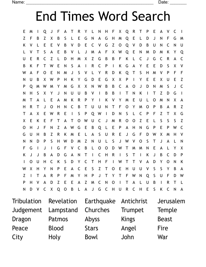End Times Word Search