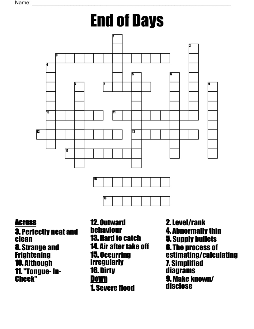 End of Days Crossword