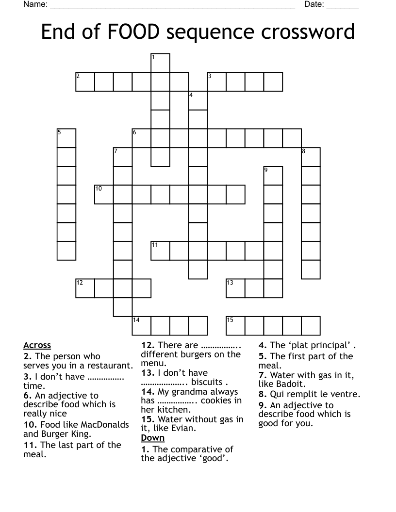 End of FOOD sequence crossword