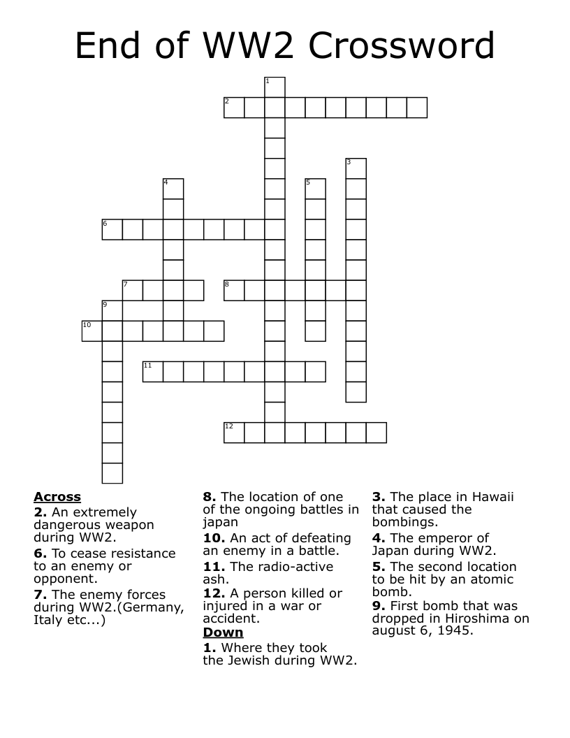 End of WW2 Crossword