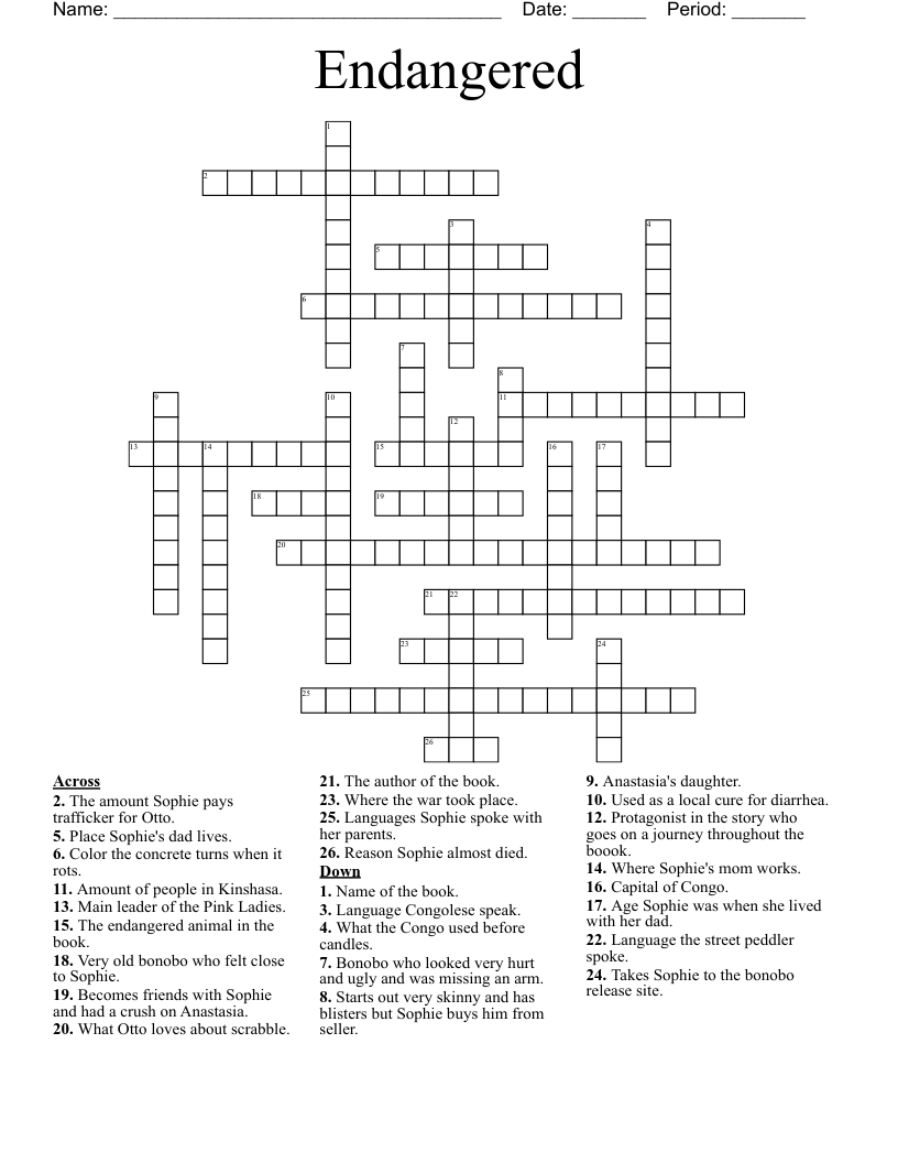 Endangered Crossword