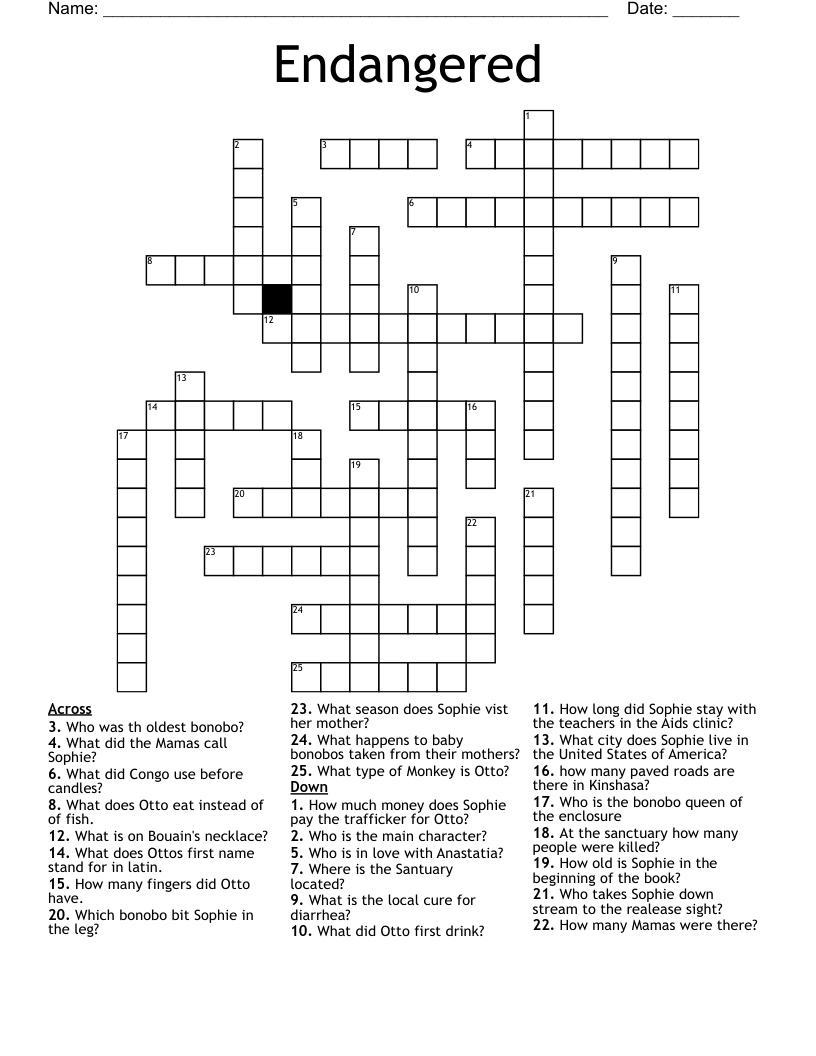 Endangered Crossword