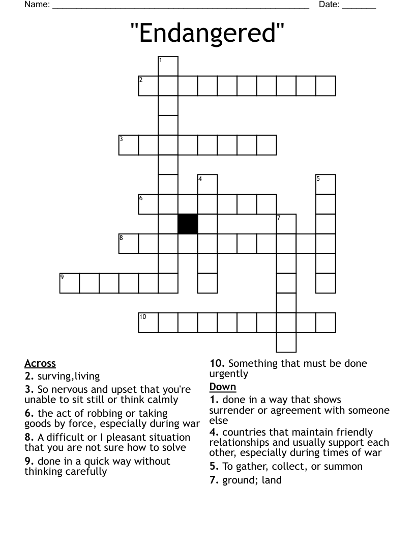 "Endangered" Crossword