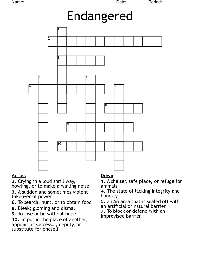 Endangered Crossword
