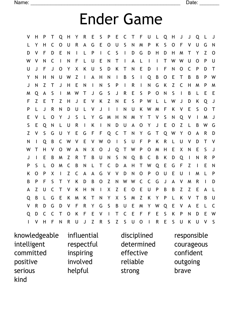 Ender Game Word Search