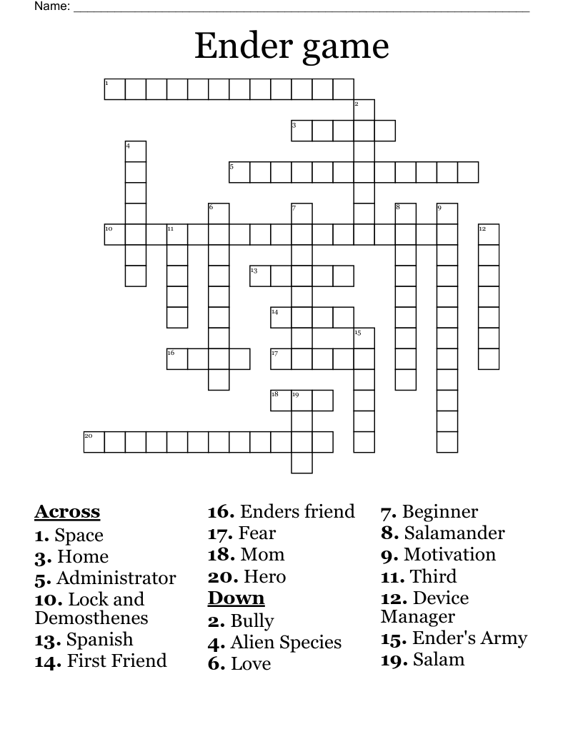 Ender game Crossword