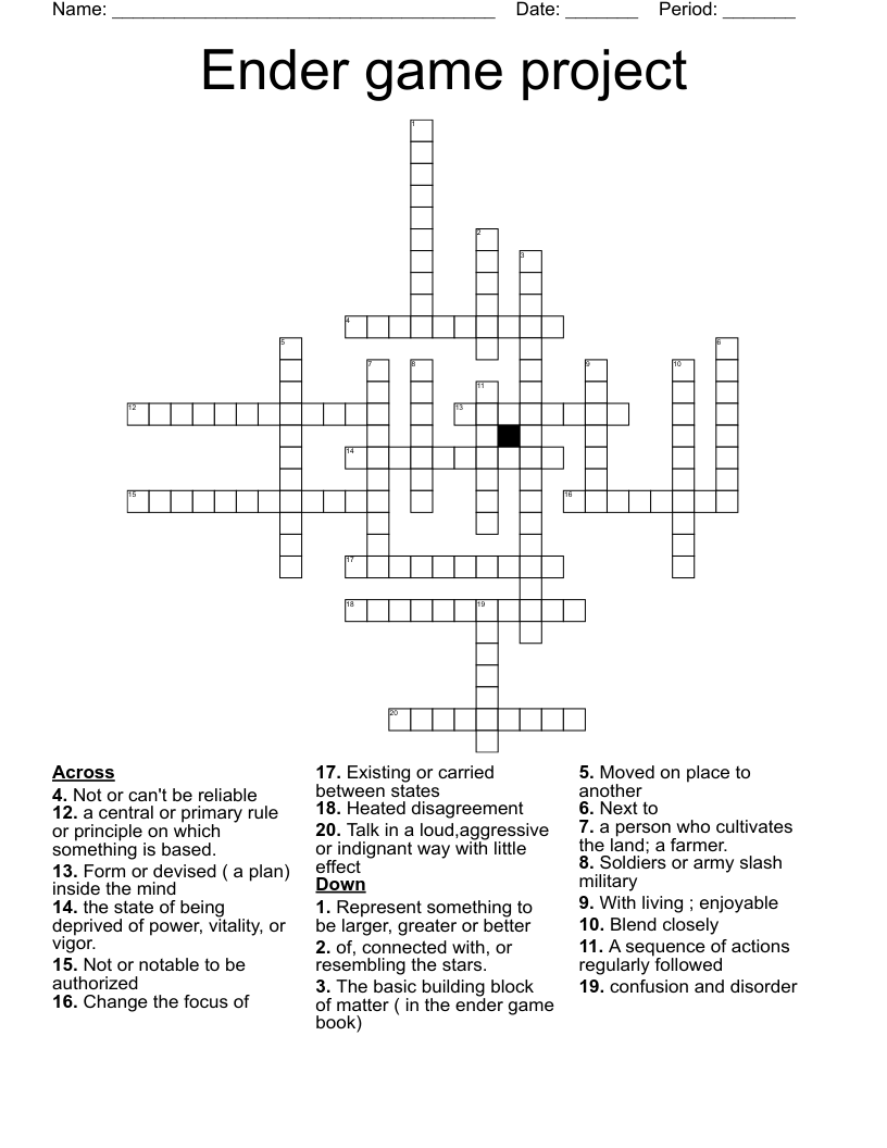 Ender game project Crossword