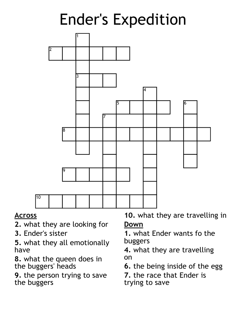 Ender's Expedition Crossword