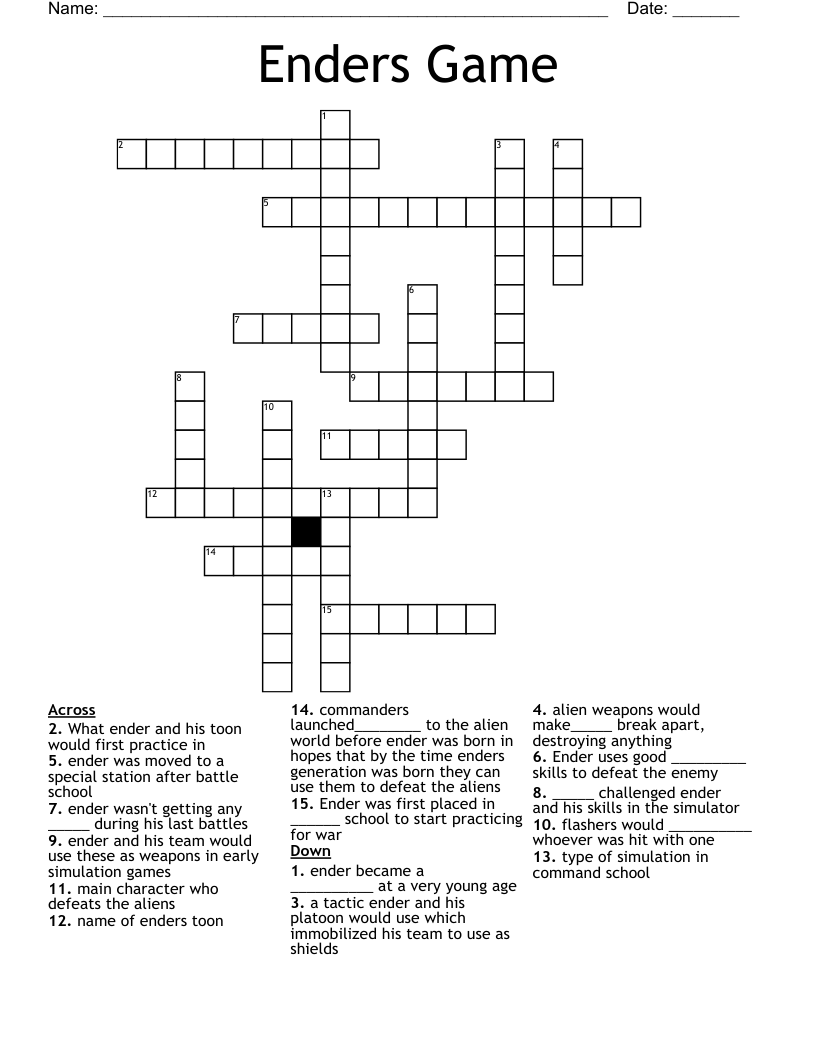 Enders Game Crossword