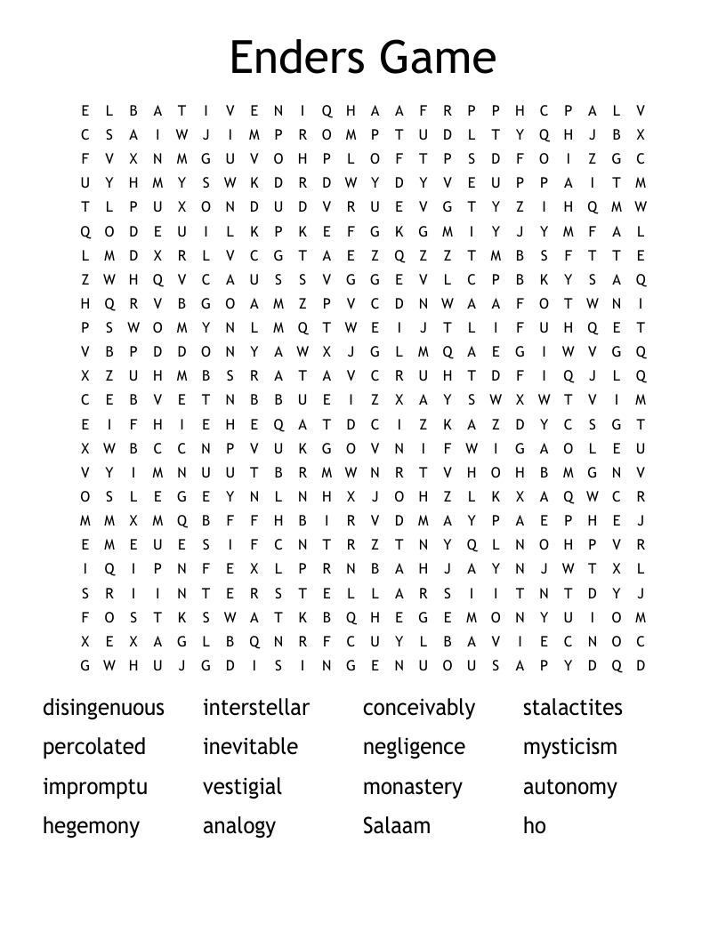 Enders Game Word Search