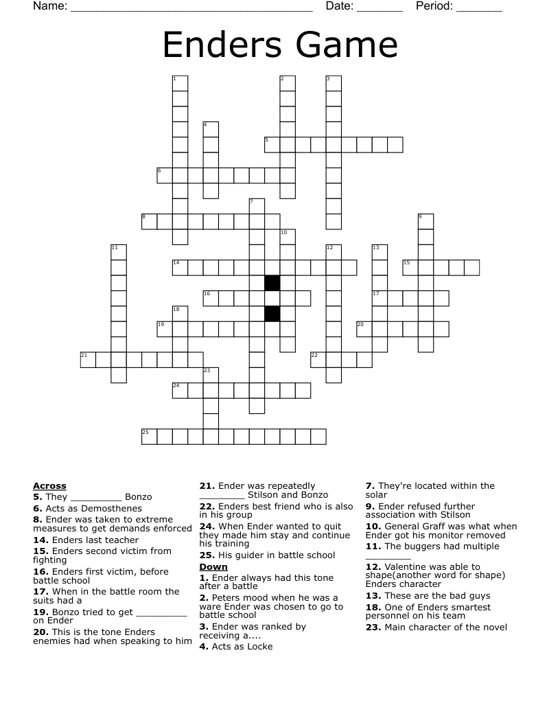 Enders Game Crossword