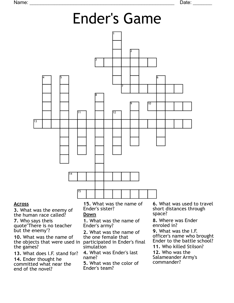 Ender's Game Crossword