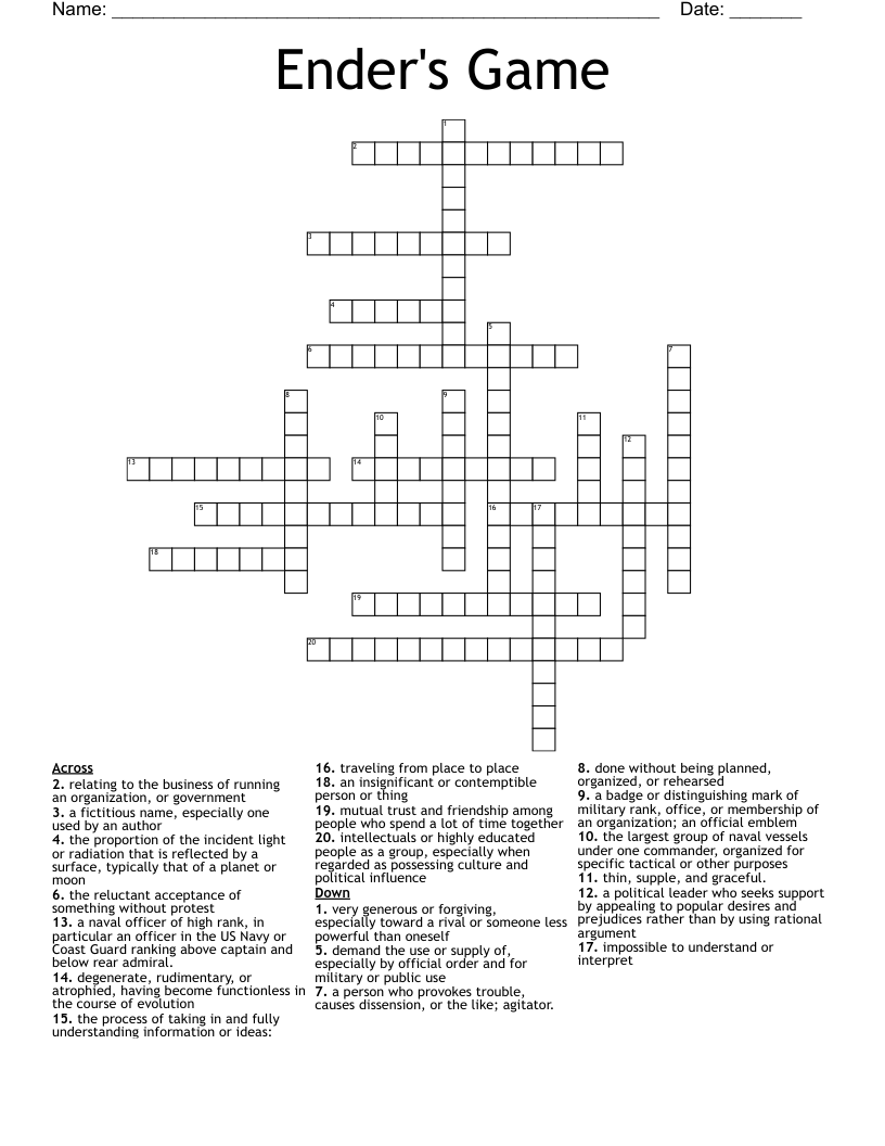 Ender's Game Crossword