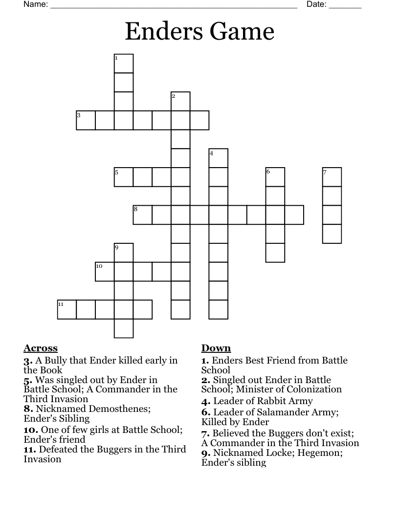 Enders Game Crossword