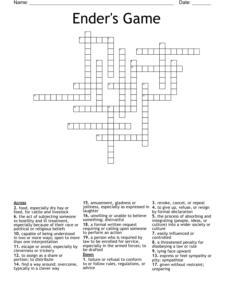 Ender's Game Crossword