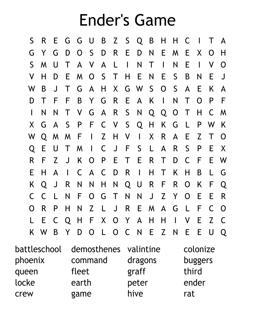 Ender's Game Word Search