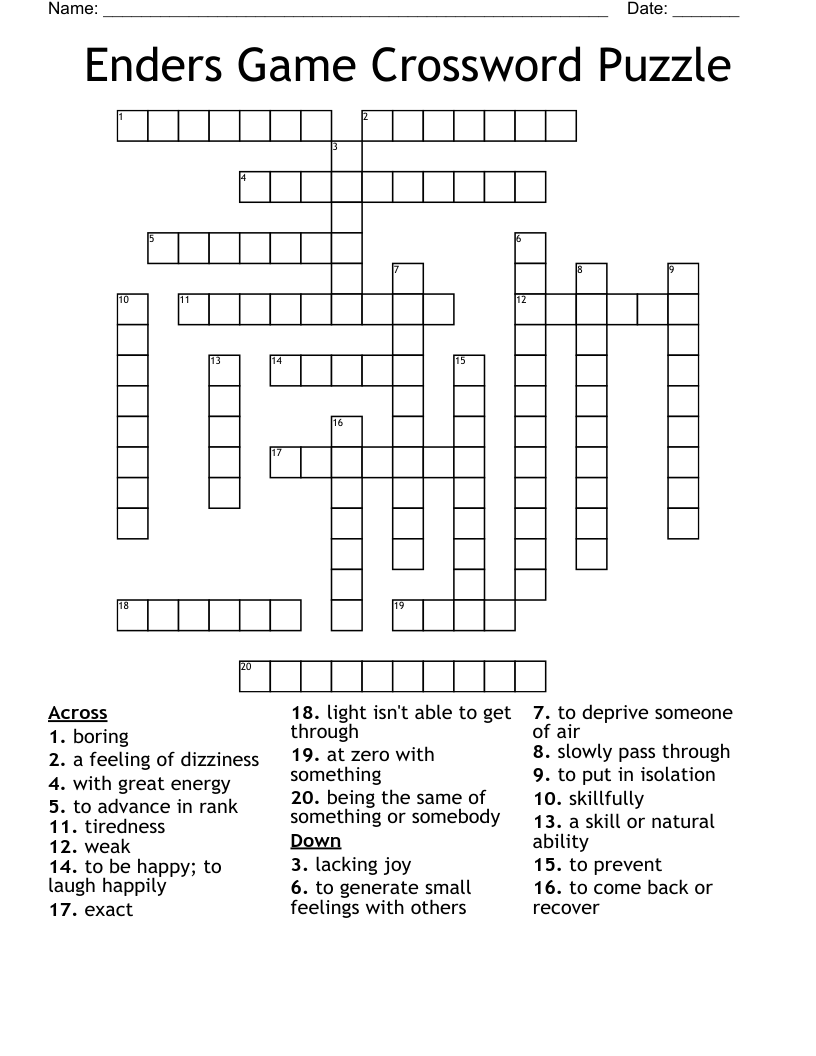 Enders Game Crossword Puzzle