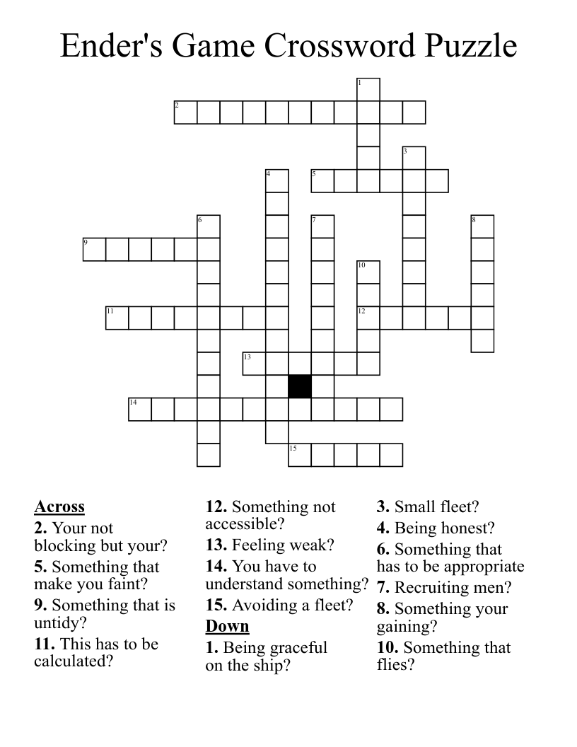 Ender's Game Crossword Puzzle
