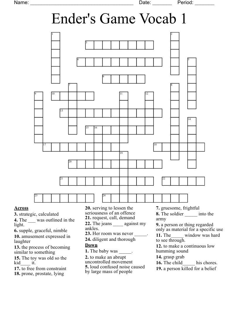 Ender's Game Vocab 1 Crossword