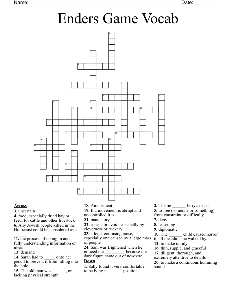 Enders Game Vocab Crossword