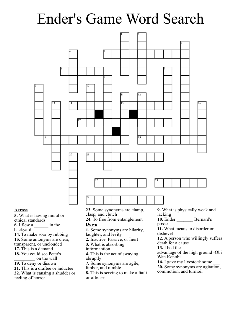 Ender's Game Word Search Crossword