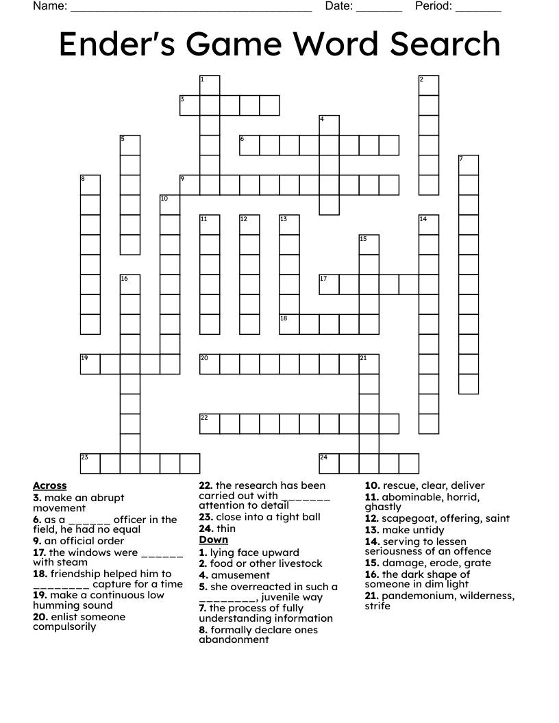 Ender's Game Word Search Crossword