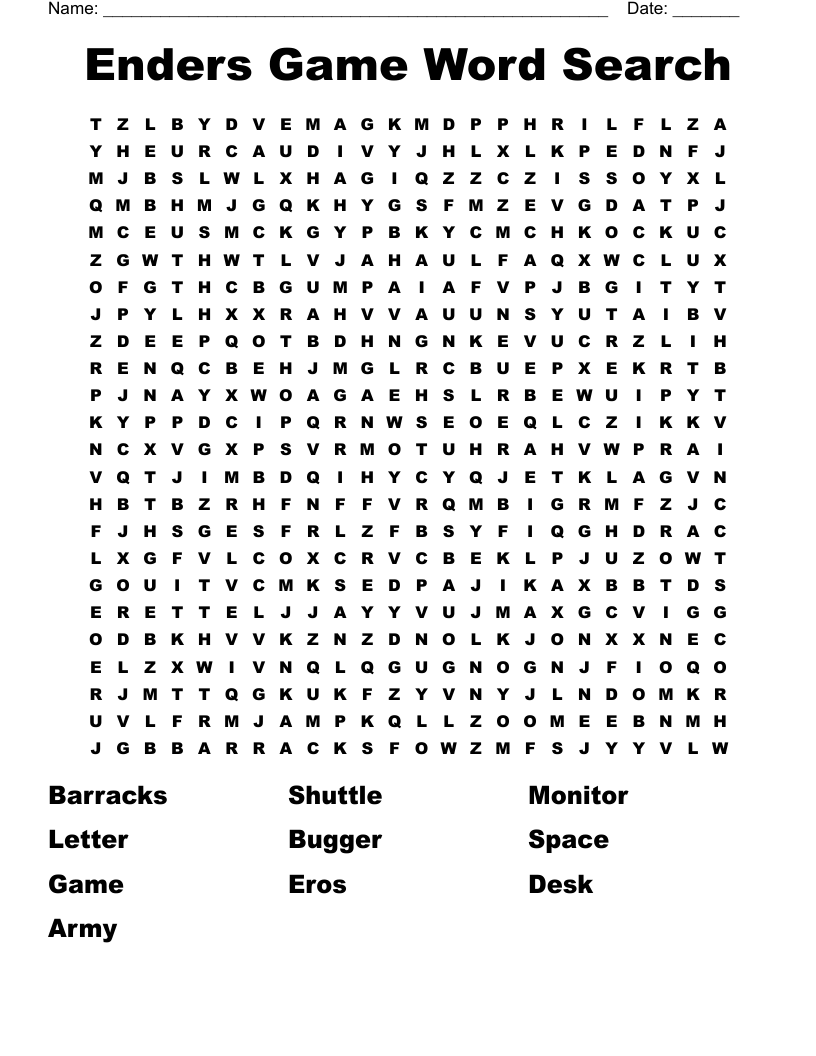 Enders Game Word Search